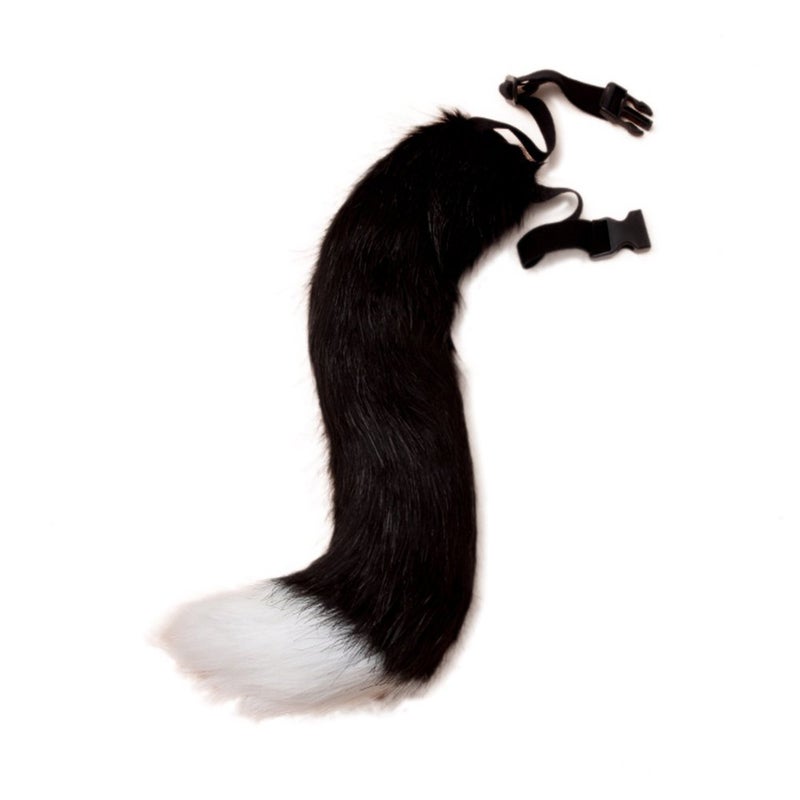 JUNBOON Faux Fur Fox Tail for Cosplay Costume Halloween Party (BW) - Image 1